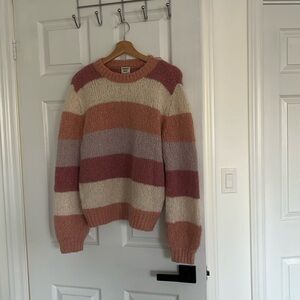 Aritzia Striped Sweater in Pink, Cream, and Purple